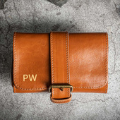 Eleganckie skórzane etui na zegarki na prezent TŁOCZONE ZŁOTE INICJAŁY