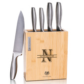 Zestaw noży w bloku z grawerem PREZENT NA PARAPETÓWKĘ