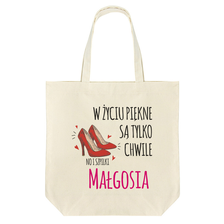 Torba na zakupy kremowa PREZENT DLA NIEJ z TWOIM GRAWEREM