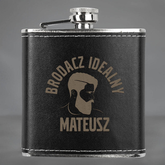 Piersiówka z grawerem BRODACZ IDEALNY + IMIĘ