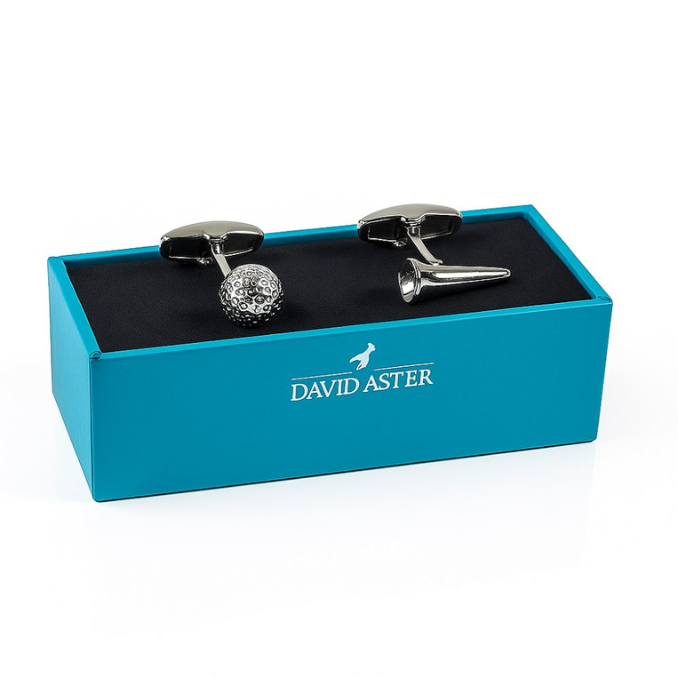 Spinki do mankietów GOLF – prezent DLA GOLFISTY z piłką i tee