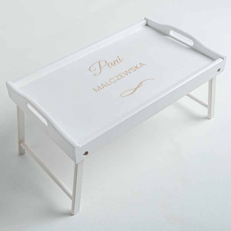Stolik śniadaniowy z grawerem – prezent DLA NAUCZYCIELKI, ŻONY, DZIEWCZYNY