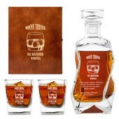 Karafka łamana ze szklankami w drewnianej skrzynce DLA NIEGO