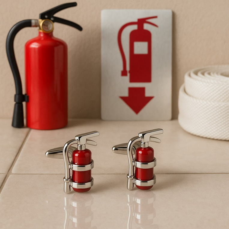 Spinki do mankietów GAŚNICA – prezent DLA STRAŻAKA BHP-owca