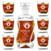 PREZENT DLA PODRÓŻNIKA zestaw do whisky z karafką i 6 szklankami  GRAWER - ZAWSZE CIEKAWY ŚWIATA