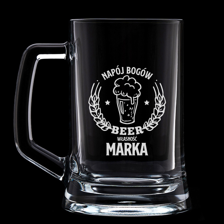 Kufel z grawerem NAPÓJ BOGÓW + IMIĘ na prezent DLA KOLEGI