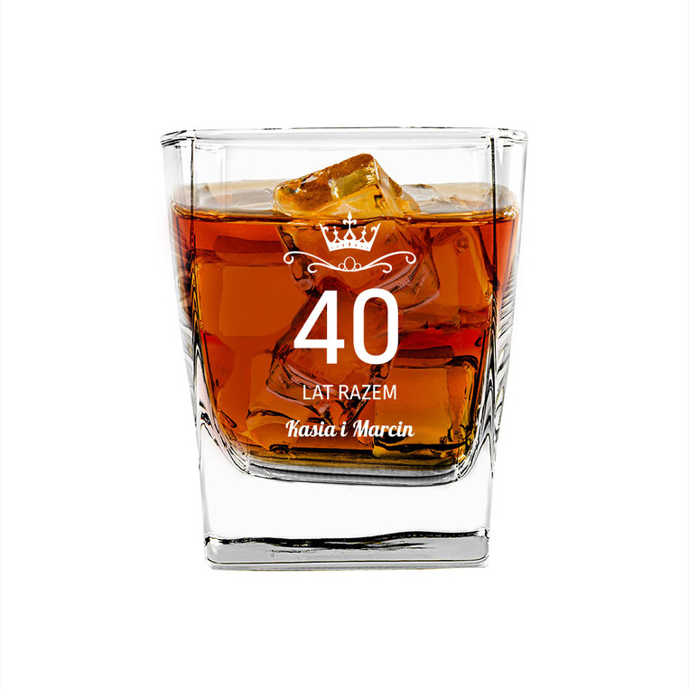 Szklanka do whisky z grawerem 40 LAT RAZEM
