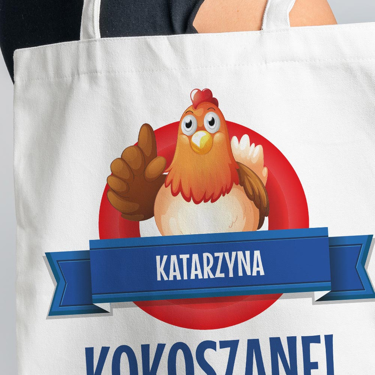 Torba na zakupy z NADRUKIEM KOKOSZANEL i IMIĘ prezent dla NIEJ