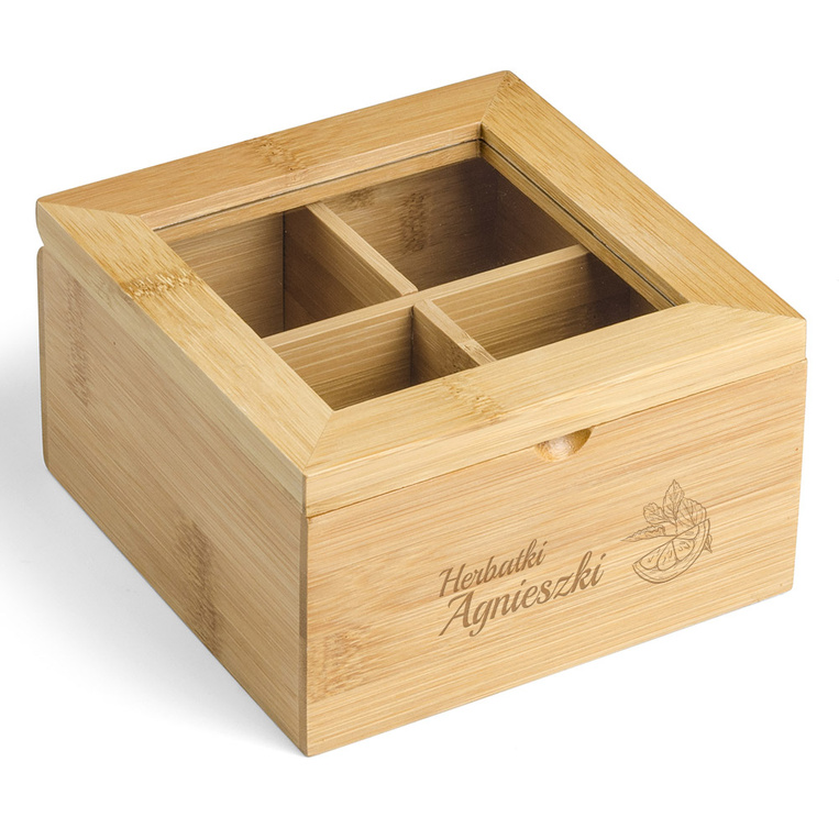 Grawerowane pudełko na herbatę personalizacja HERBATKI + IMIĘ dla niej