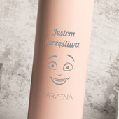 Personalizowana różowa butelka termiczna z grawerem "JESTEM SZCZĘŚLIWA" + imię