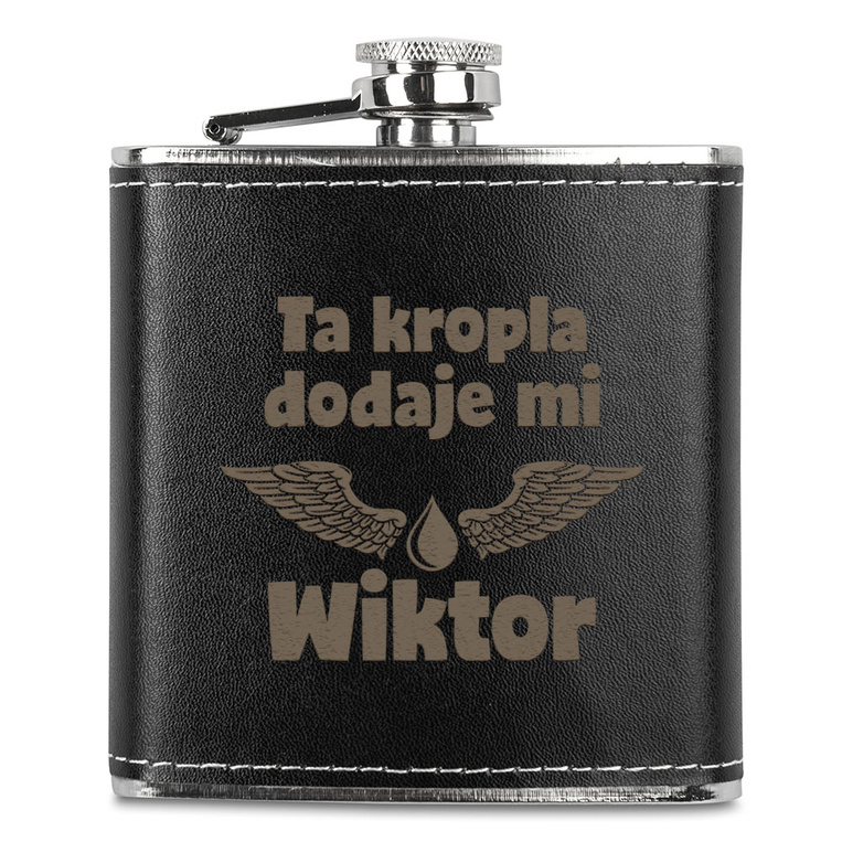 Personalizowana piersiówka w skórze z TWOIM GRAWEREM