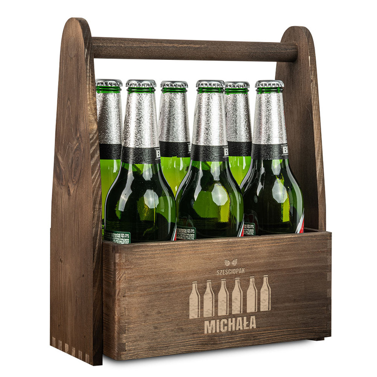 Personalizowane nosidło na piwo z grawerem SZEŚCIOPAK + IMIĘ