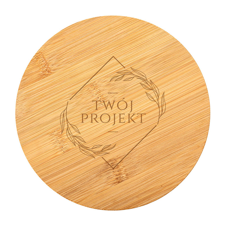 GRAWEROWANA szklana salaterka z bambusowym wieczkiem TWÓJ PROJEKT