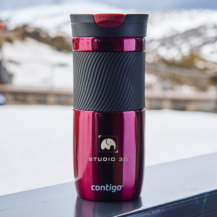 Bordowy kubek termiczny Contigo GRAWER LOGA – gadżet firmowy
