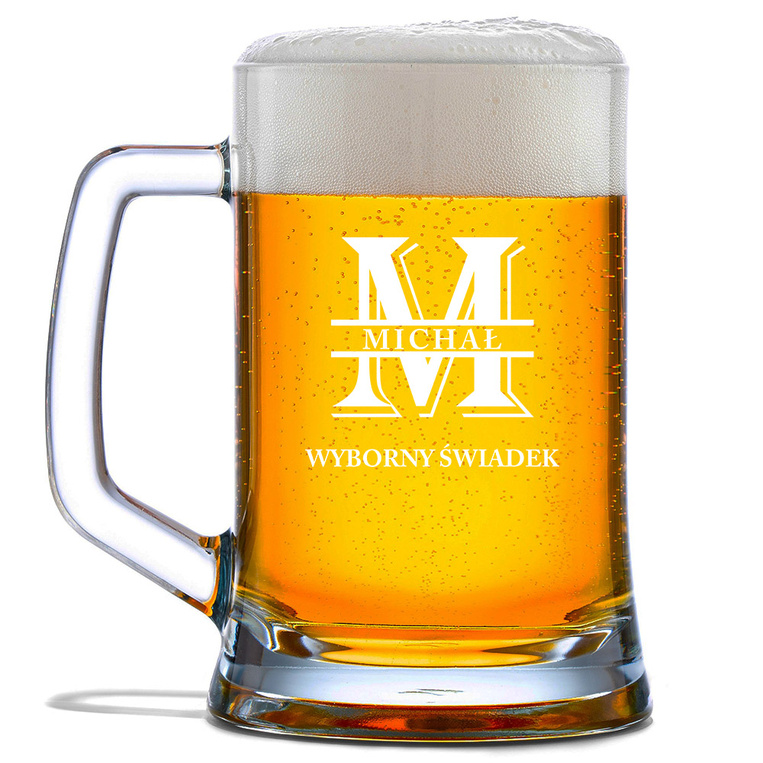Kufel do piwa z grawerem DLA ŚWIADKA – imię i „Wyborny Świadek”