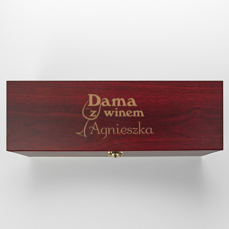 Skrzynka na wino z akcesoriami na prezent DAMA Z WINEM