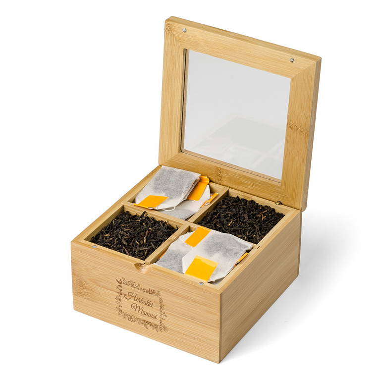 Pudełko na herbatę z grawerem HERBATKI MAMUSI prezent na DZIEŃ MATKI