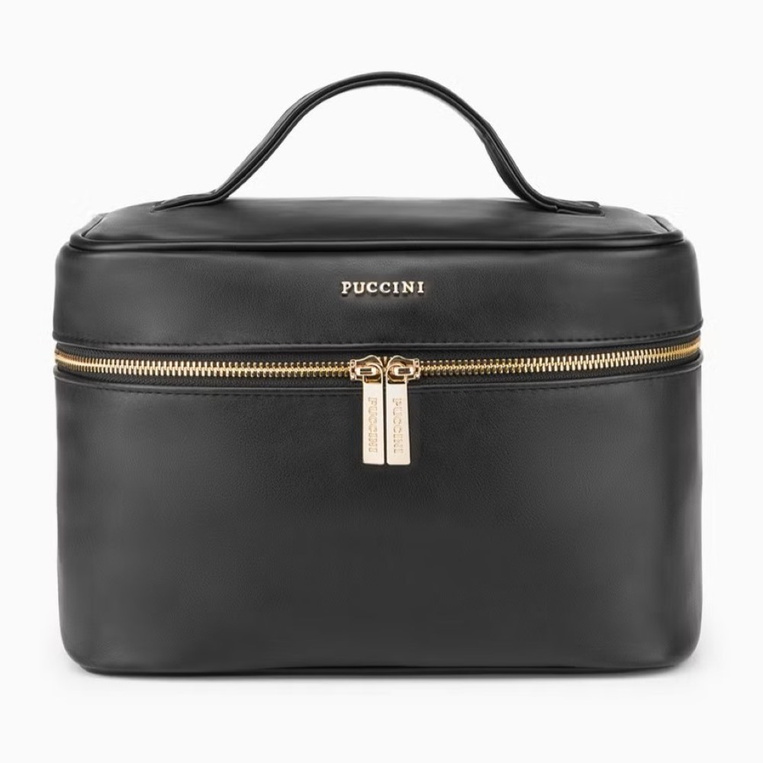 Kosmetyczka skórzana damska na prezent – ELEGANCKA I POJEMNA CZARNA