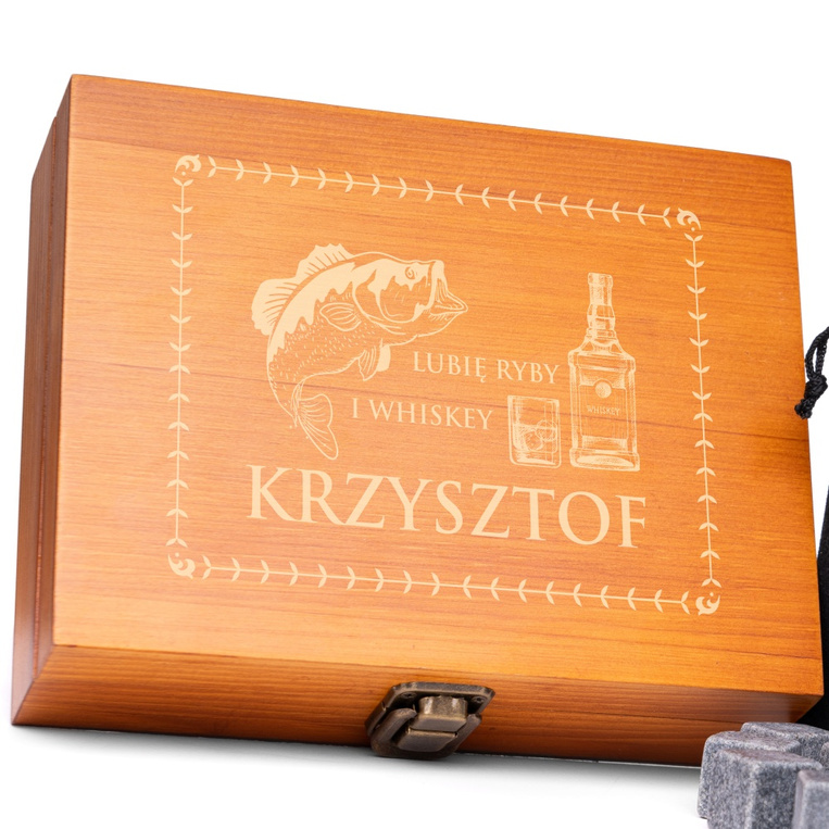 Kamienie do whisky DLA AMATORA RYB I WHISKY grawerowany prezent