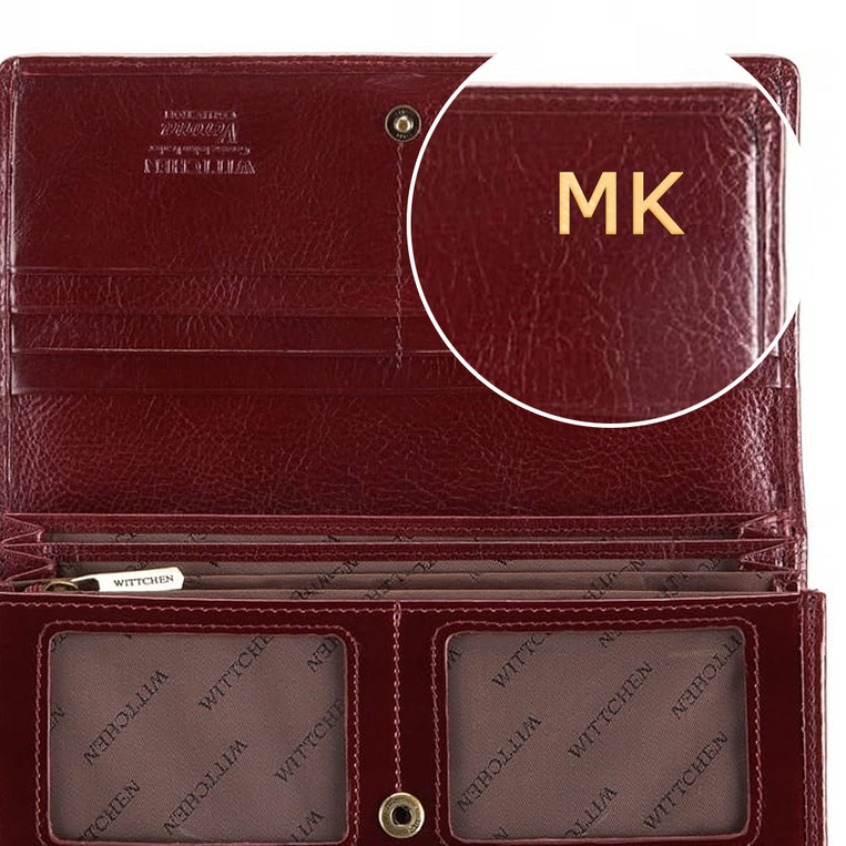 Portfel Wittchen damski bordowy lakierowany PREZENT DLA NIEJ Inicjały