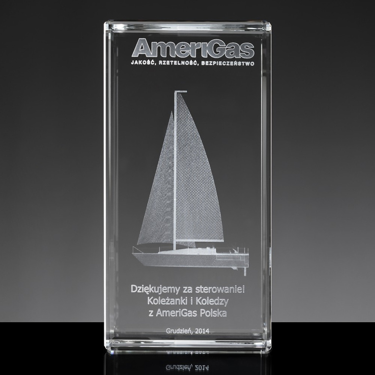 Statuetka Dla Szefa Żeglarza - Grawer Jachtu z dedykacją w szkle Prezent