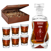 Zestaw 6 szklanek z karafką DLA KONESERA + IMIĘ twój grawer