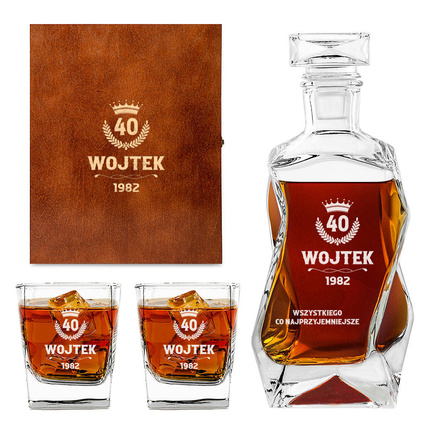 GRAWEROWANY ZESTAW DO WHISKY na prezent NA 40 URODZINY