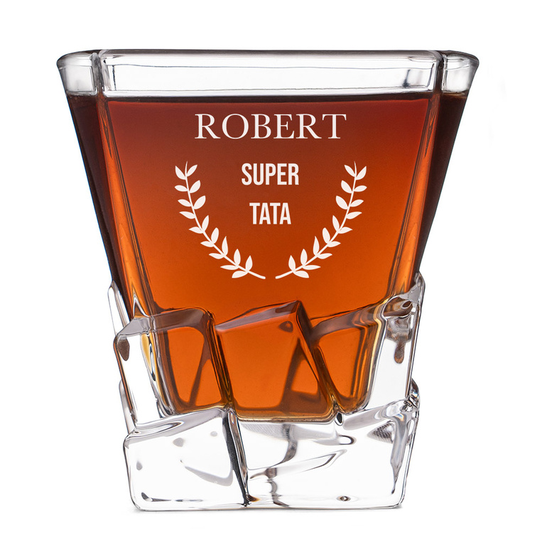 Szklanka do whisky PREMIUM z grawerem „Super Tata” – NA DZIEŃ OJCA