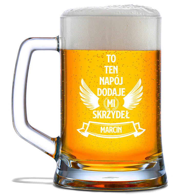 Kufel z grawerem TEN NAPÓJ DODAJE SKRZYDEŁ na prezent