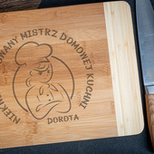 Deska do krojenia z grawerem MISTRZYNI DOMOWEJ KUCHNI + IMIĘ prezent dla niej