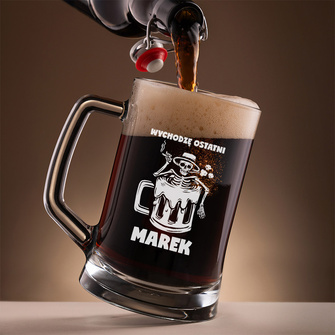 Kufel z grawerem WYCHODZĘ OSTATNI + IMIĘ prezent dla IMPREZOWICZA