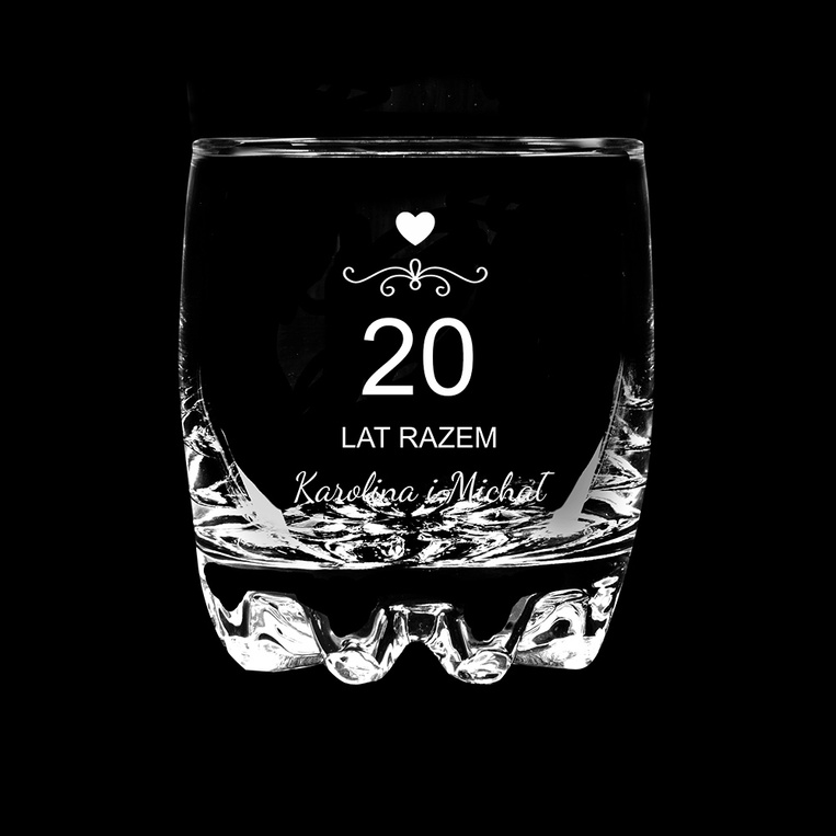 Szklanka do whisky z grawerem Z OKAZJI 20 ROCZNICY ŚLUBU