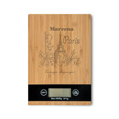 Waga kuchenna prostokątna z grawerem PARIS ELEGANCJA FRANCJA prezent DLA NIEJ