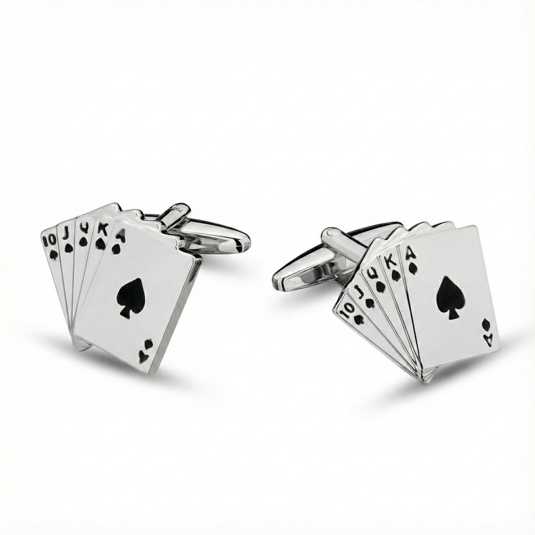 Spinki do mankietów karty do gry – stal szlachetna, eleganckie etui