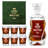 Personalizowany zestaw do whisky z karafką i szklankami - prezent na 40 urodziny