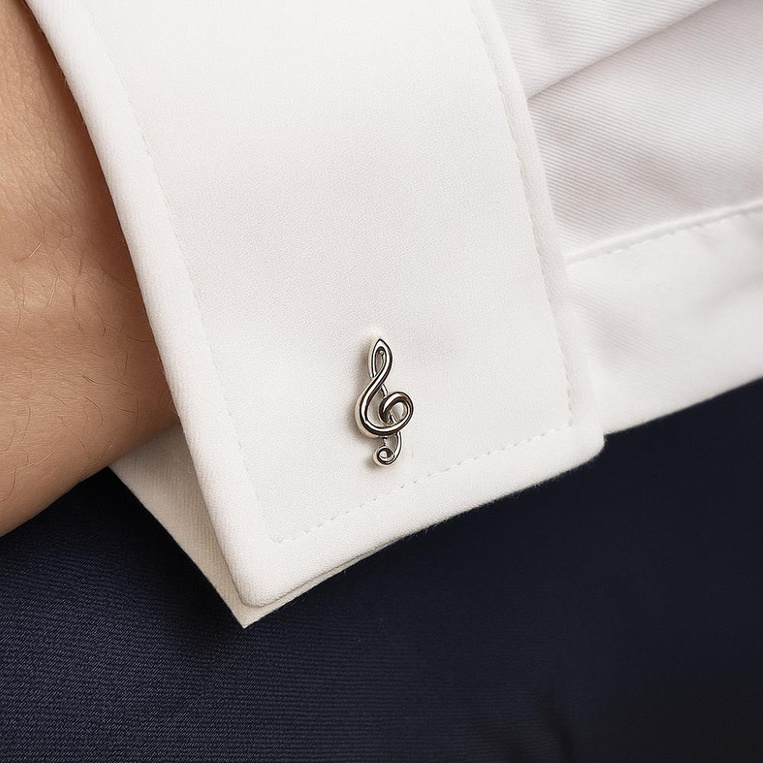 Spinki do mankietów KLUCZ WIOLINOWY – prezent DLA MUZYKA