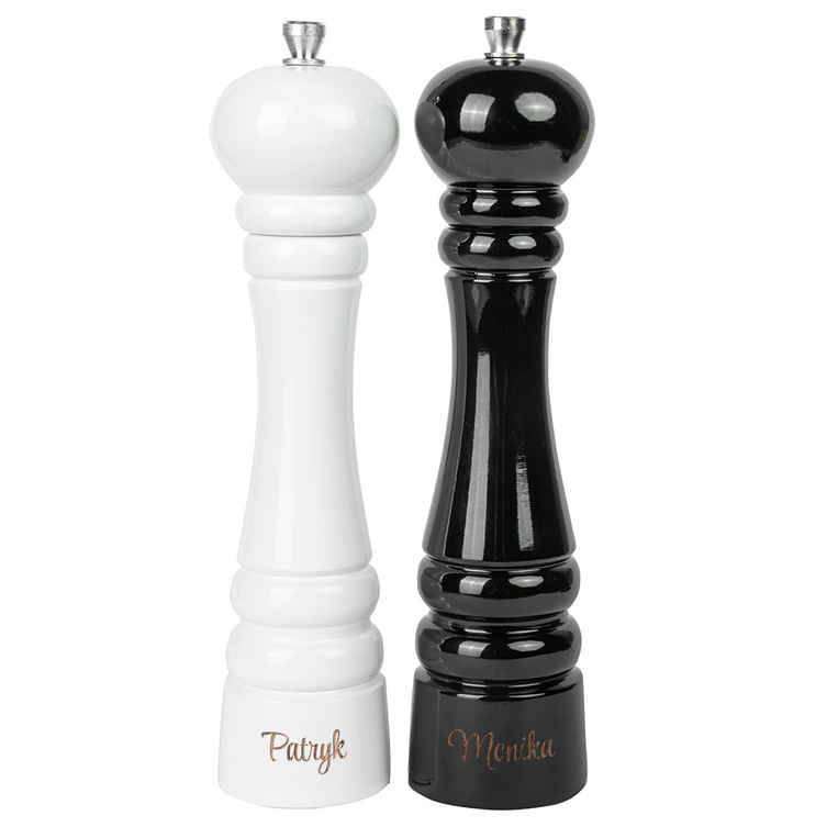 Drewniane młynki do soli i pieprzu GRAWER prezent na rocznicę ślubu