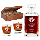 Zestaw DLA PODRÓŻNIKA Karafka Burbon i 2 szklanki DREWNIANE ETUI GRAWER