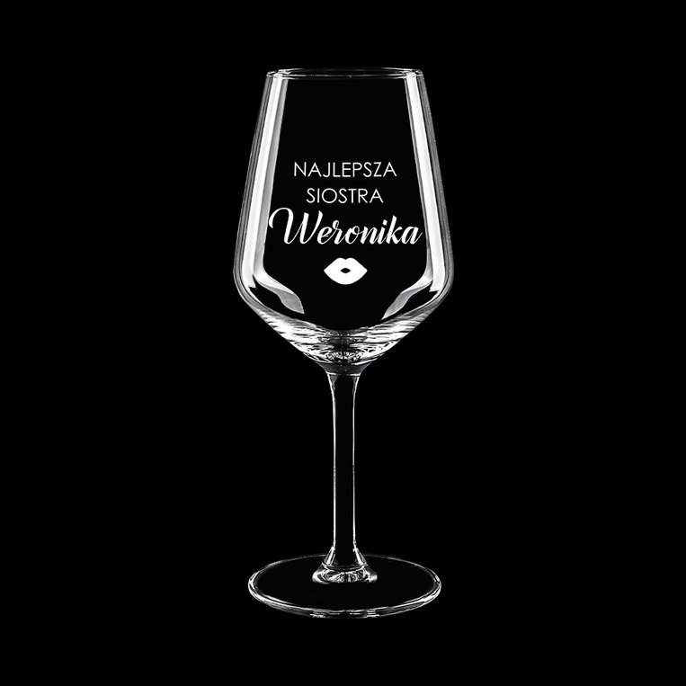 PREZENT DLA SIOSTRY kieliszek do wina czerwonego z grawerem IMIĘ