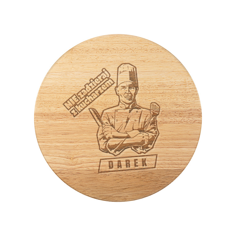 GRAWEROWANA deska do serów z nożami - NIE ZADZIERAJ Z KUCHARZEM na prezent