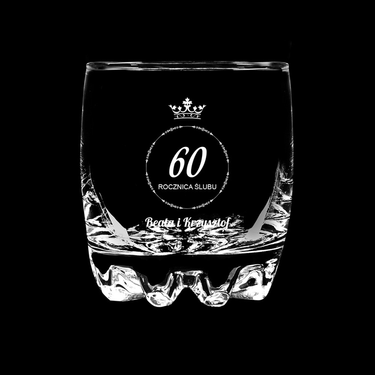 GRAWEROWANA szklanka do whisky na 60 ROCZNICĘ ŚLUBU