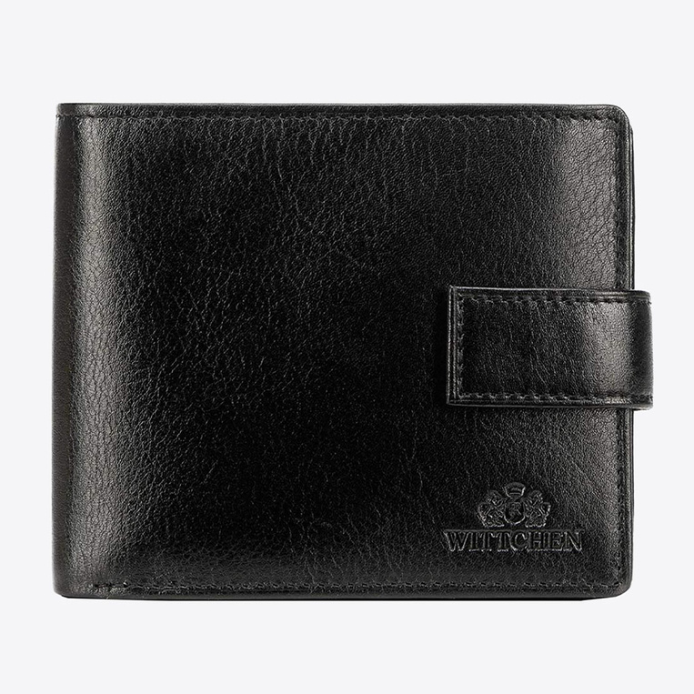 Duży skórzany portfel męski Wittchen INICJAŁY i zapięcie