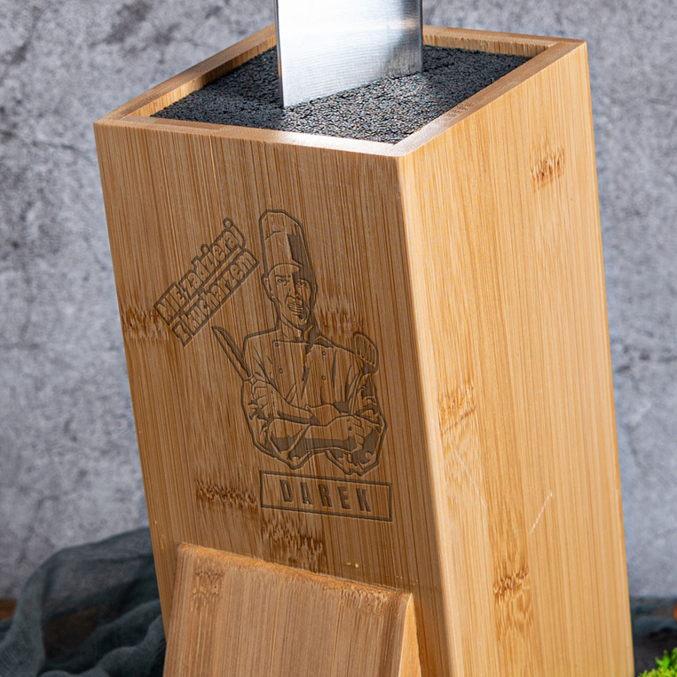 Blok na noże z Twoim grawerem dla KUCHARZA na prezent dla NIEGO