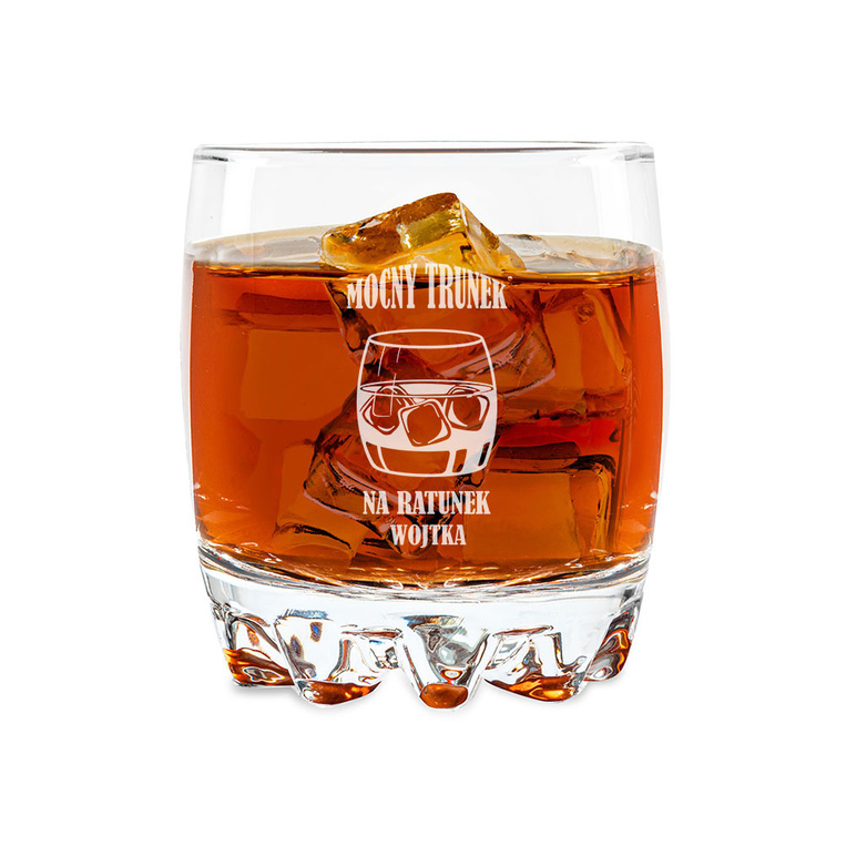 Szklanka do whisky z grawerem MOCNY TRUNEK NA RATUNEK + IMIE