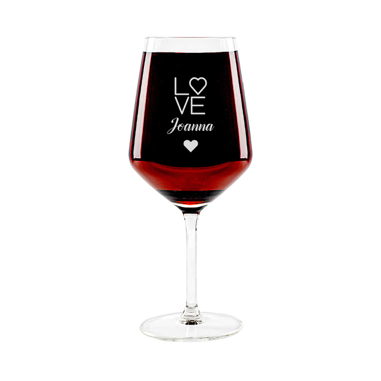 GRAWEROWANY kieliszek do wina czerwonego LOVE dla niej