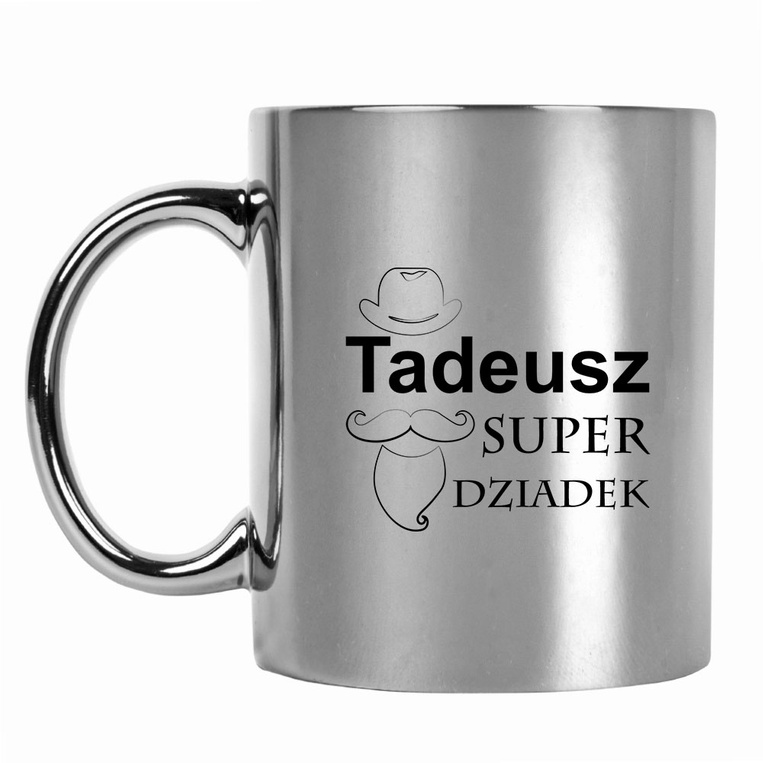 Kubek srebrny z nadrukowanym imieniem DLA SUPER DZIADKA