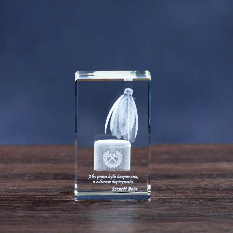 Prezent DLA GÓRNIKA w krysztale CZAPKA 3D statuetka na Barbórkę