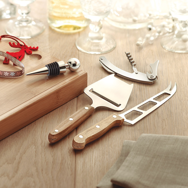 Prezent biznesowy z logiem - Zestaw do serów i wina w etui