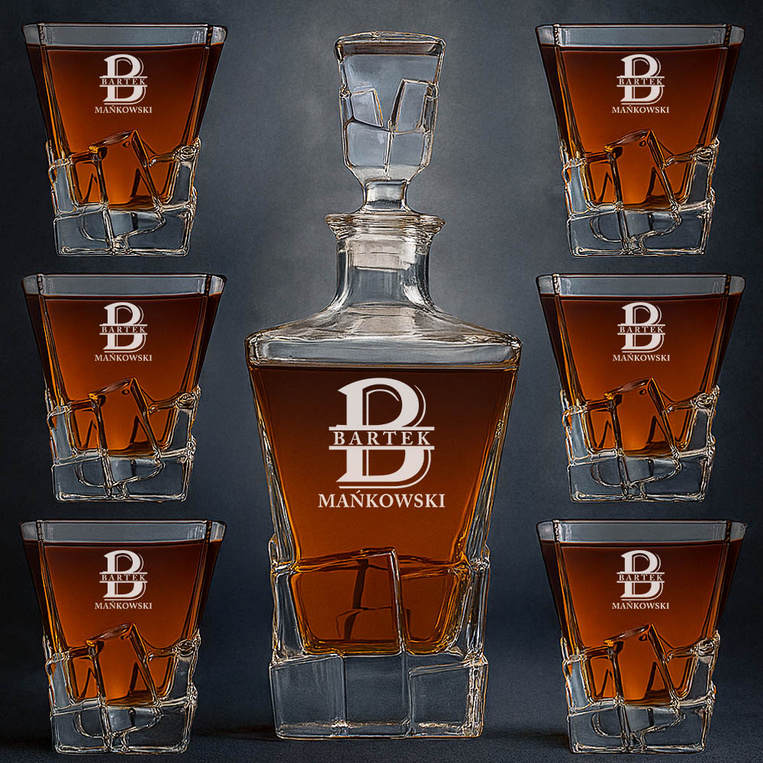 Grawerowana Karafka i 6 szklanek do whisky NA IMIENINY ŚWIĘTA