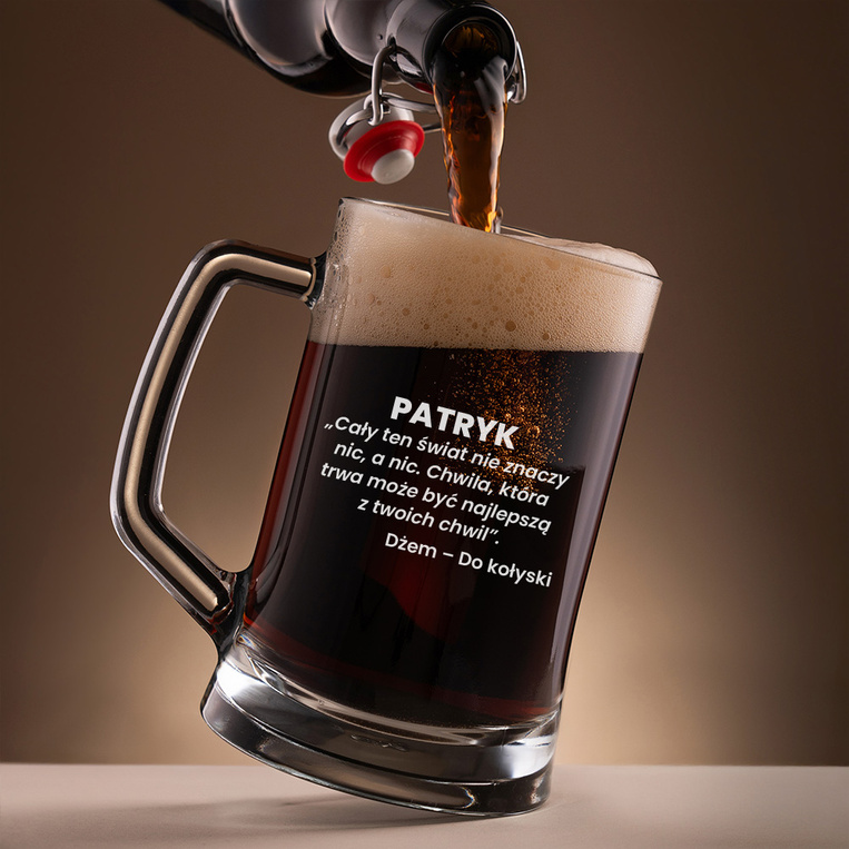 Kufel do piwa z grawerem słów z utworu DŻEM – prezent z przesłaniem
